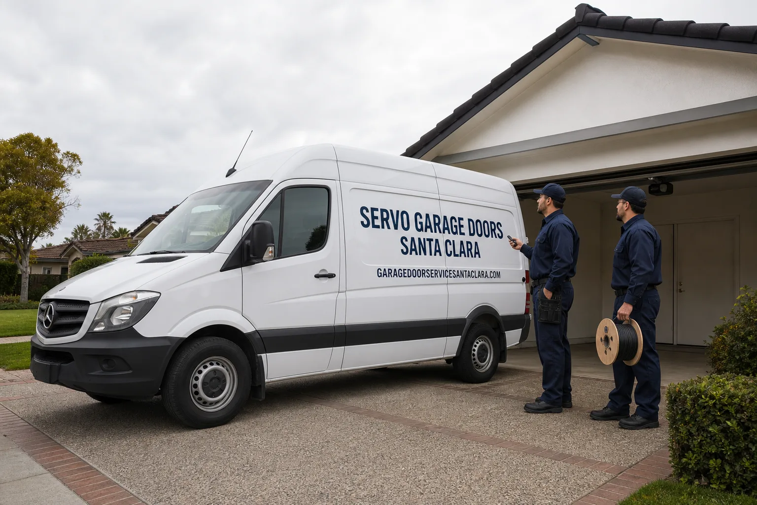 Servo Garage Doors Santa Clara garage door service vehicle and crew in Santa Clara, CA
